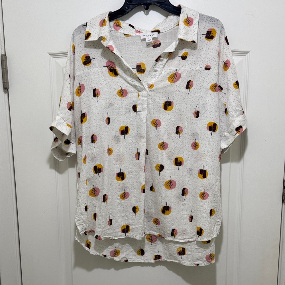 Hailey & Co. White Blouse with Balloon Print